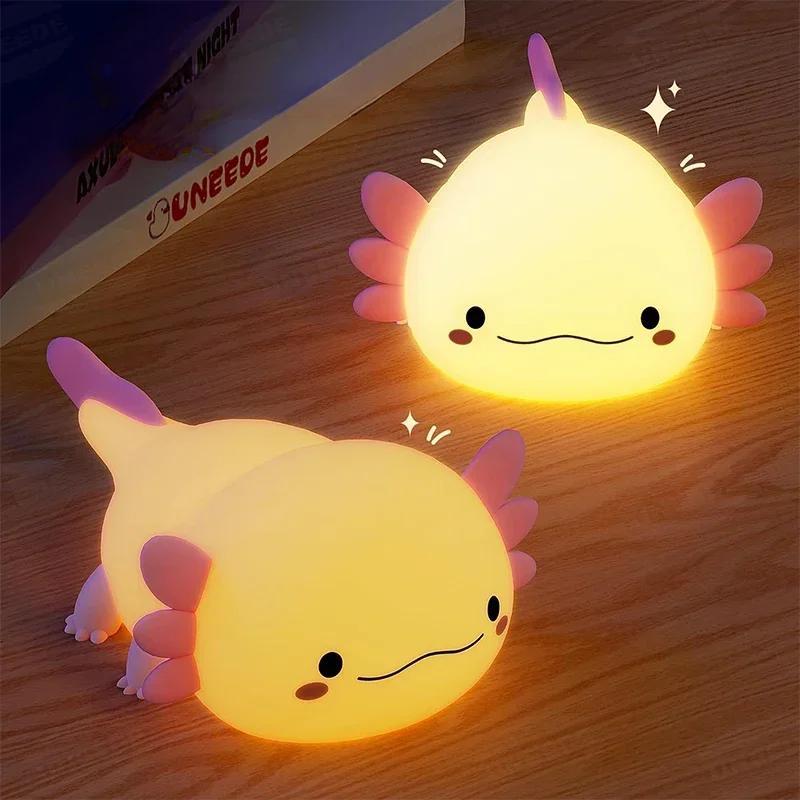 Squishy Axolotl Night Light – Soft Silicone Tap Lamp for Calm Sleep