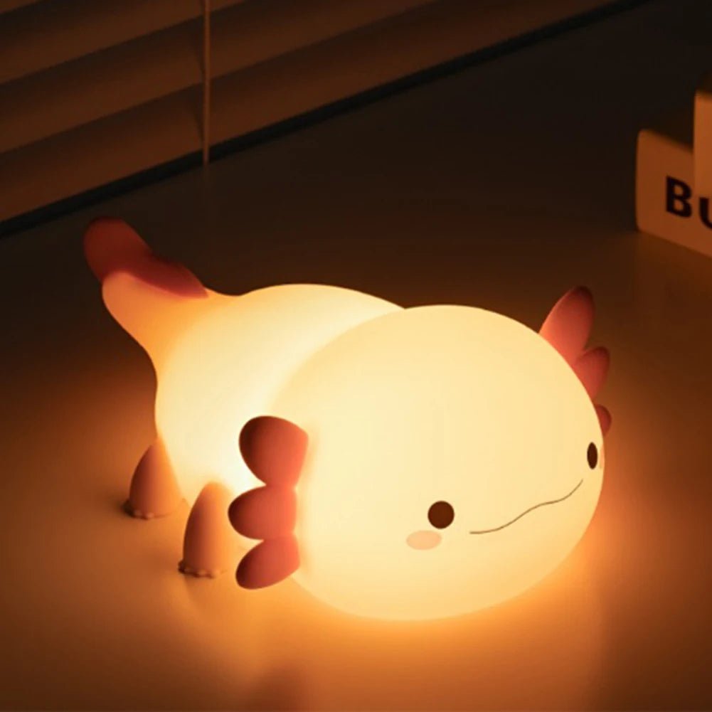 Squishy Axolotl Night Light – Soft Silicone Tap Lamp for Calm Sleep