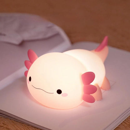 Squishy Axolotl Night Light – Soft Silicone Tap Lamp for Calm Sleep
