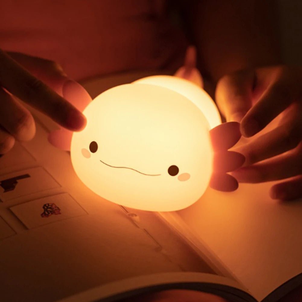 Squishy Axolotl Night Light – Soft Silicone Tap Lamp for Calm Sleep